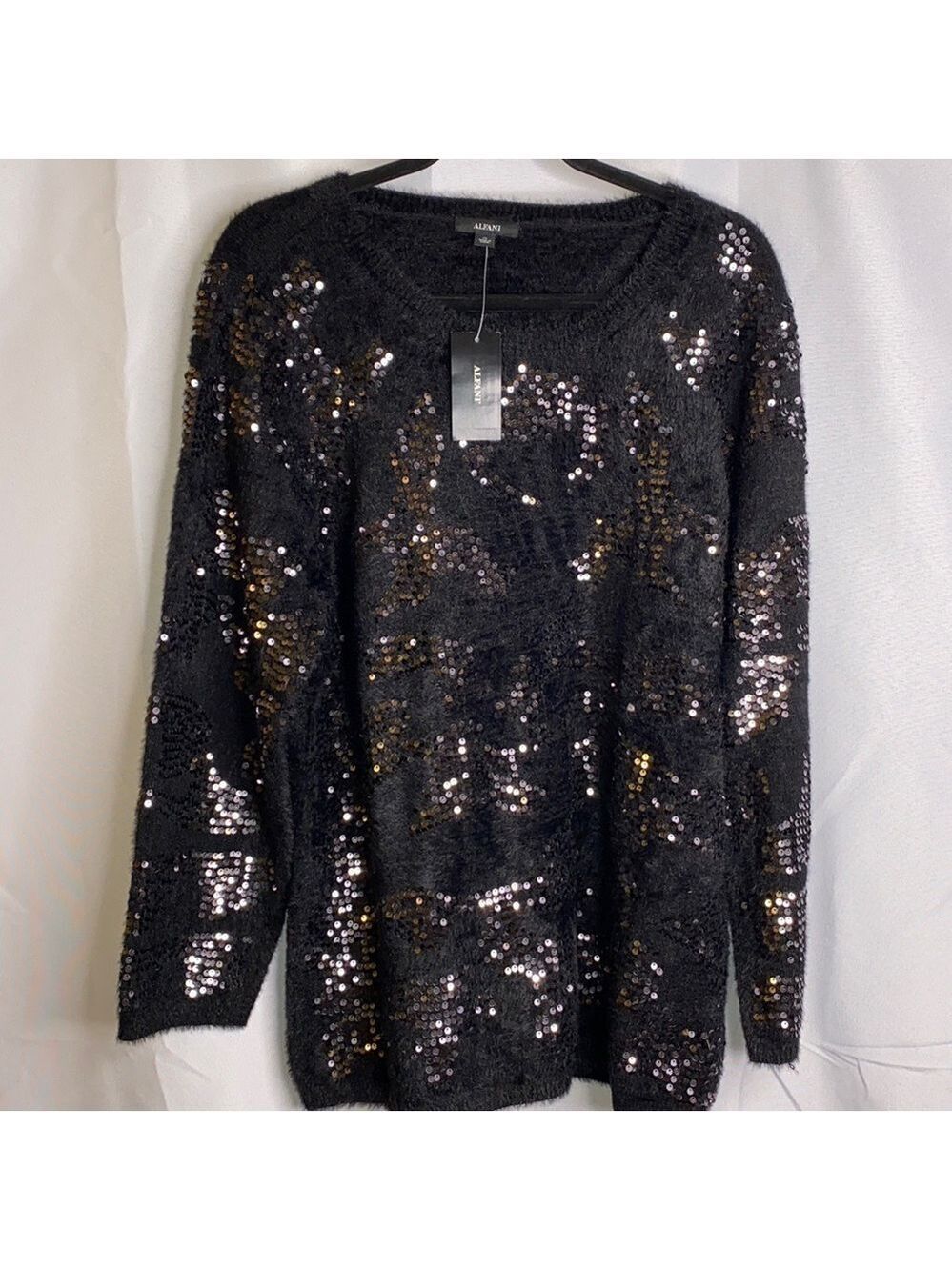 Alfani Embellished Sequin Eyelash Sweater